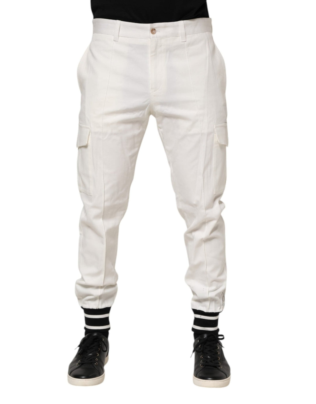 Dolce & Gabbana White Cotton Jogger Cargo Skinny Men Pants - RIMODA