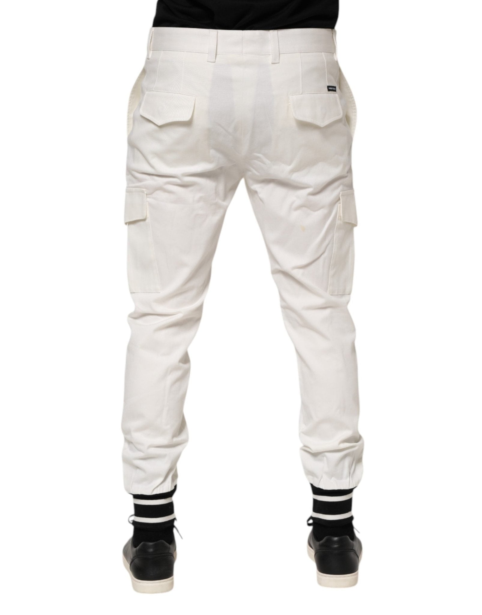 Dolce & Gabbana White Cotton Jogger Cargo Skinny Men Pants - RIMODA