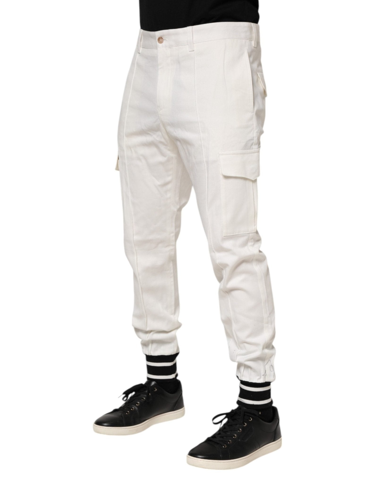 Dolce & Gabbana White Cotton Jogger Cargo Skinny Men Pants - RIMODA