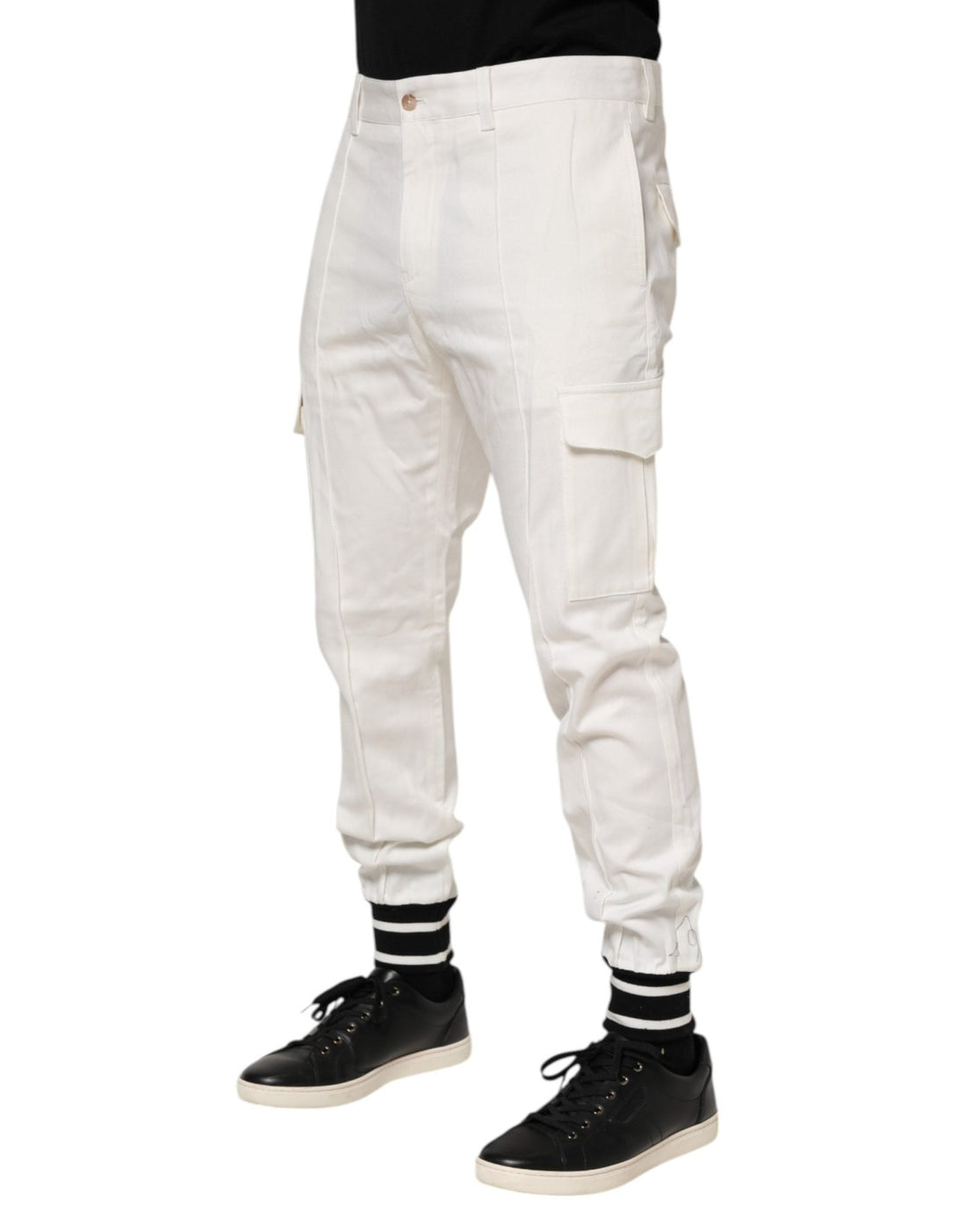 Dolce & Gabbana White Cotton Jogger Cargo Skinny Men Pants - RIMODA