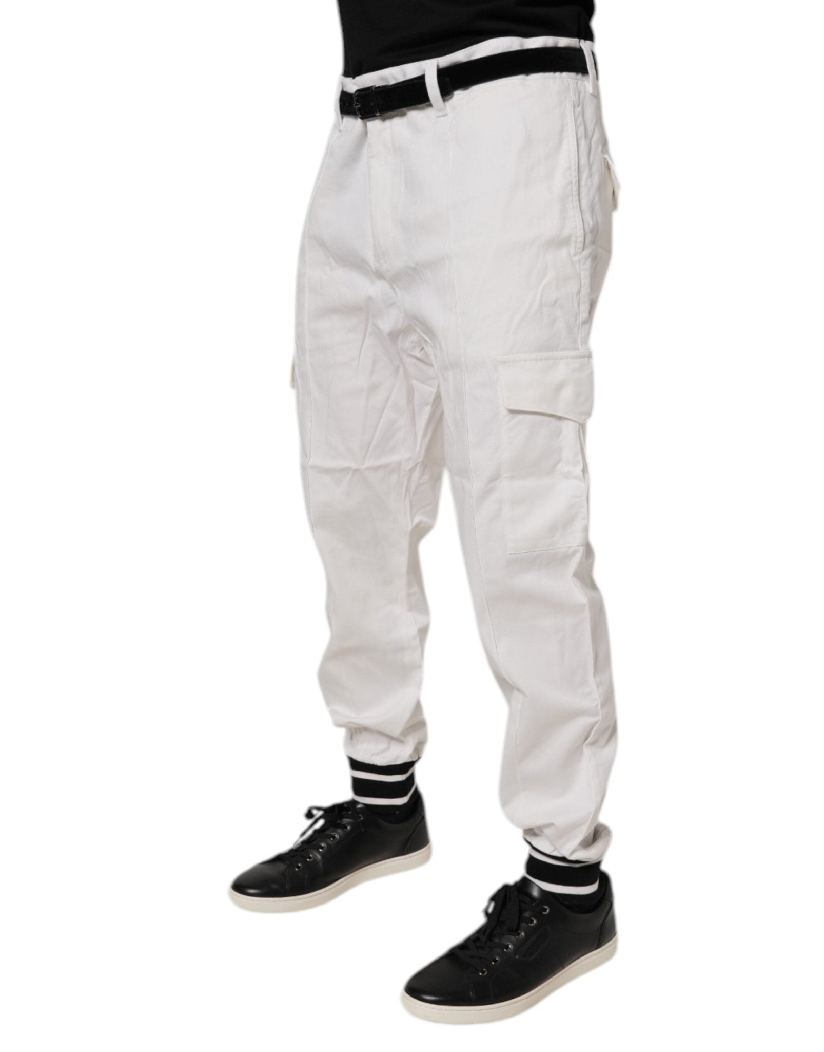 Dolce & Gabbana White Cotton Jogger Cargo Skinny Pants - RIMODA