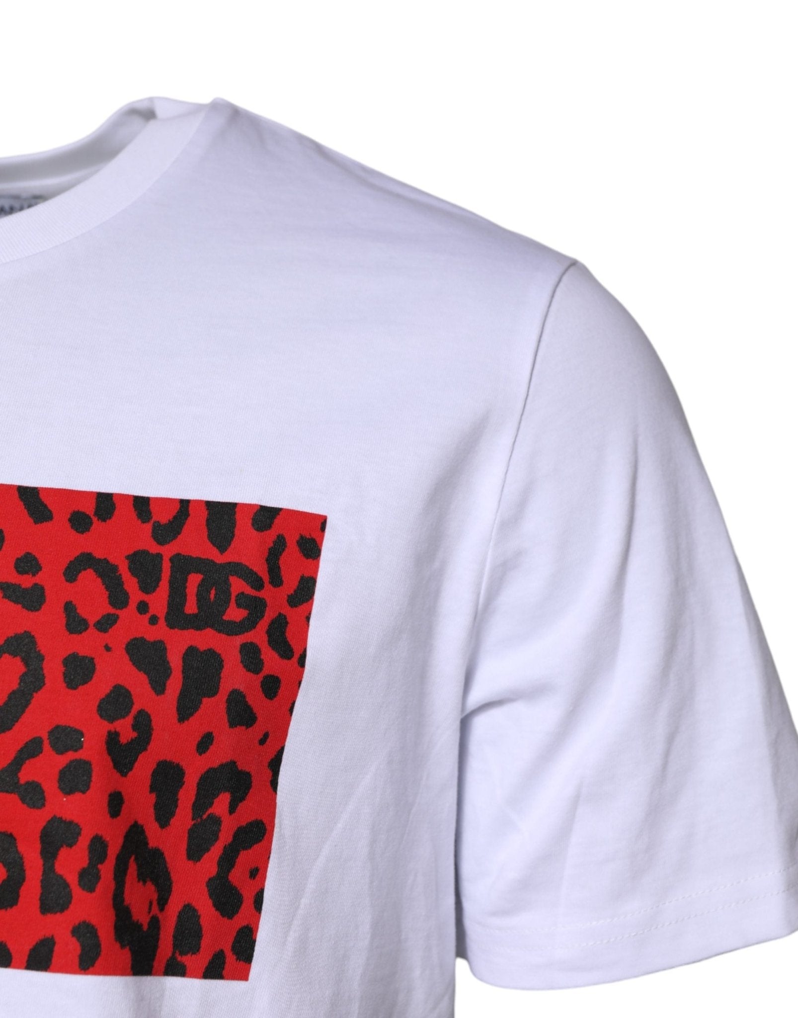 Dolce & Gabbana White Cotton Leopard Print Crew Neck T-shirt - RIMODA