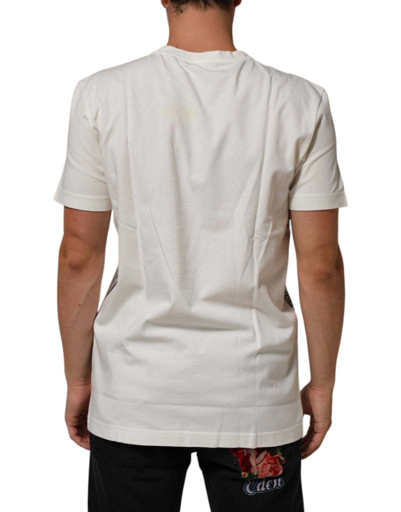 Dolce & Gabbana White Cotton Logo Bandana Print Men T-shirt - RIMODA