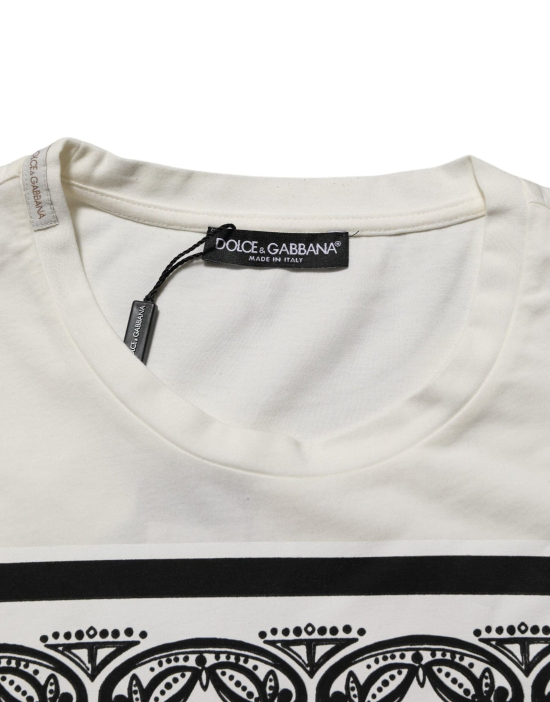 Dolce & Gabbana White Cotton Logo Bandana Print Men T-shirt - RIMODA