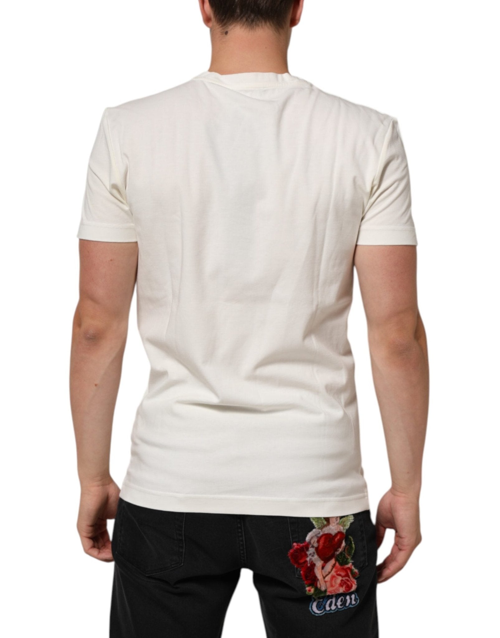 Dolce & Gabbana White Cotton Logo Bandana Print Men T-shirt - RIMODA