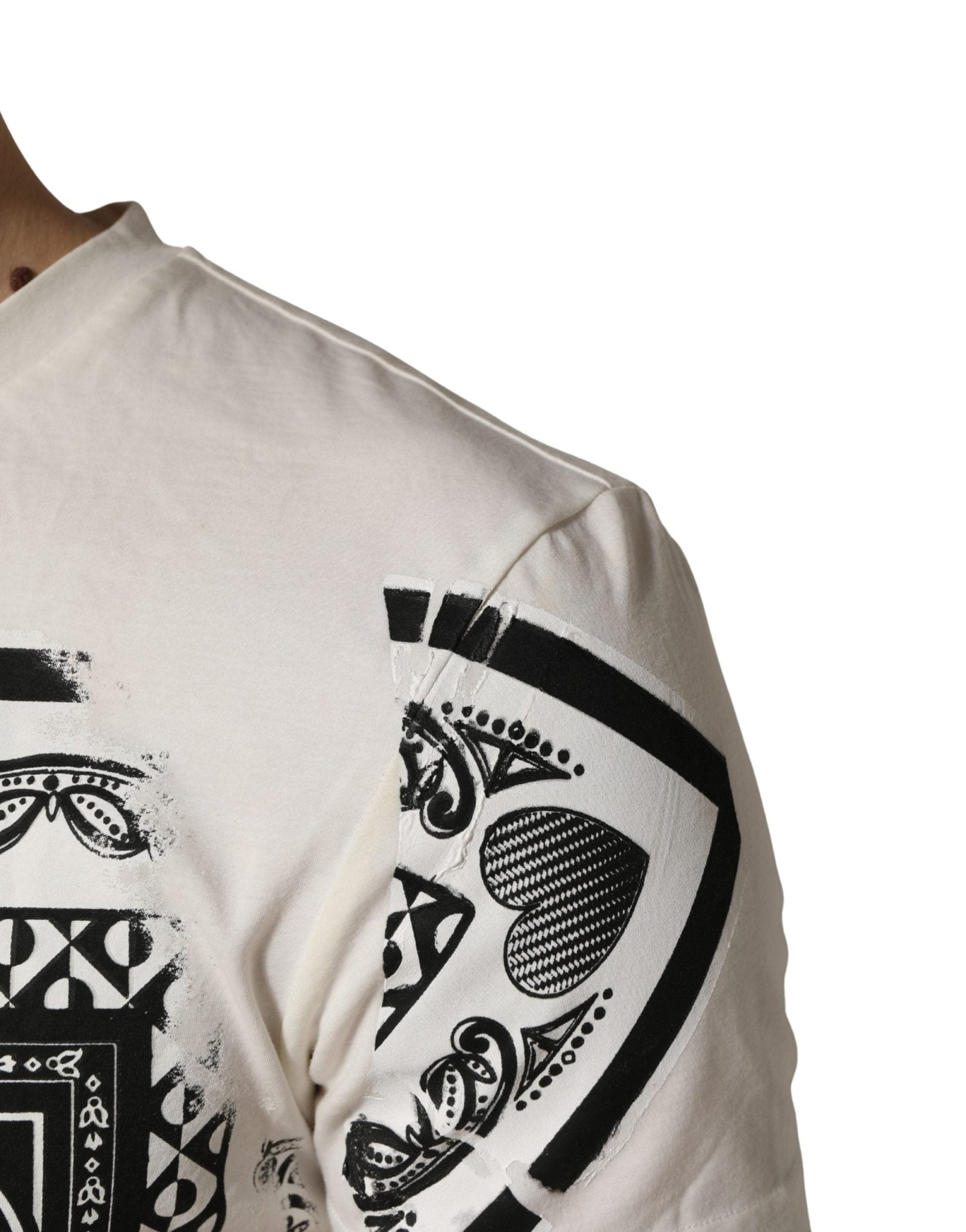 Dolce & Gabbana White Cotton Logo Bandana Print Men T-shirt - RIMODA