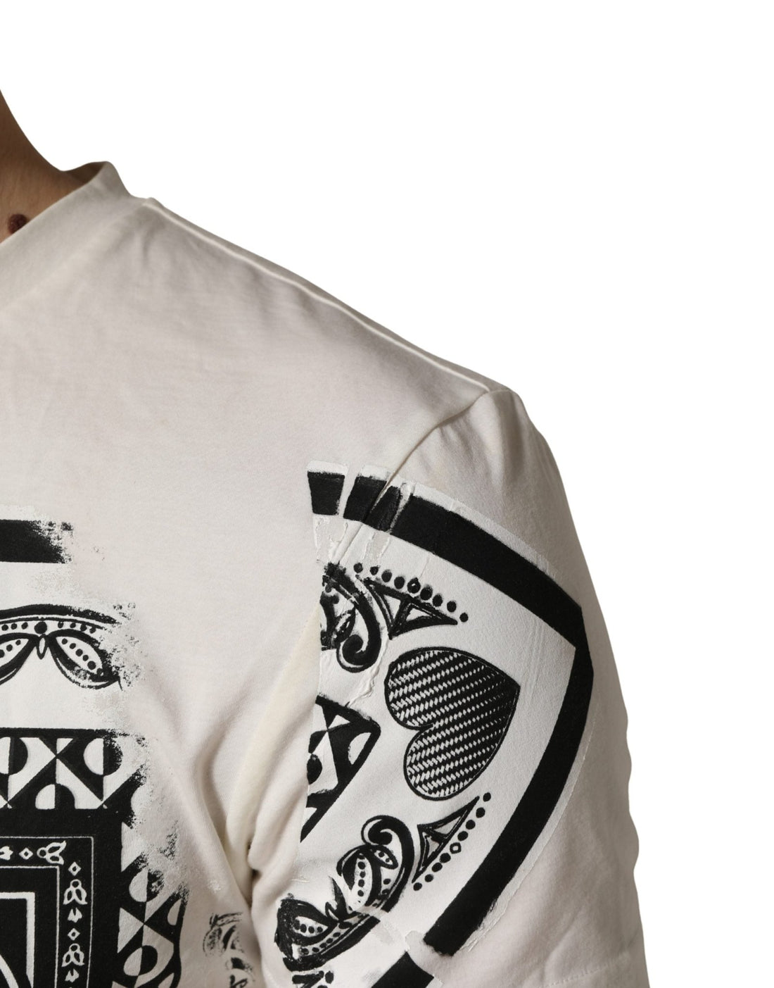 Dolce & Gabbana White Cotton Logo Bandana Print Men T-shirt - RIMODA