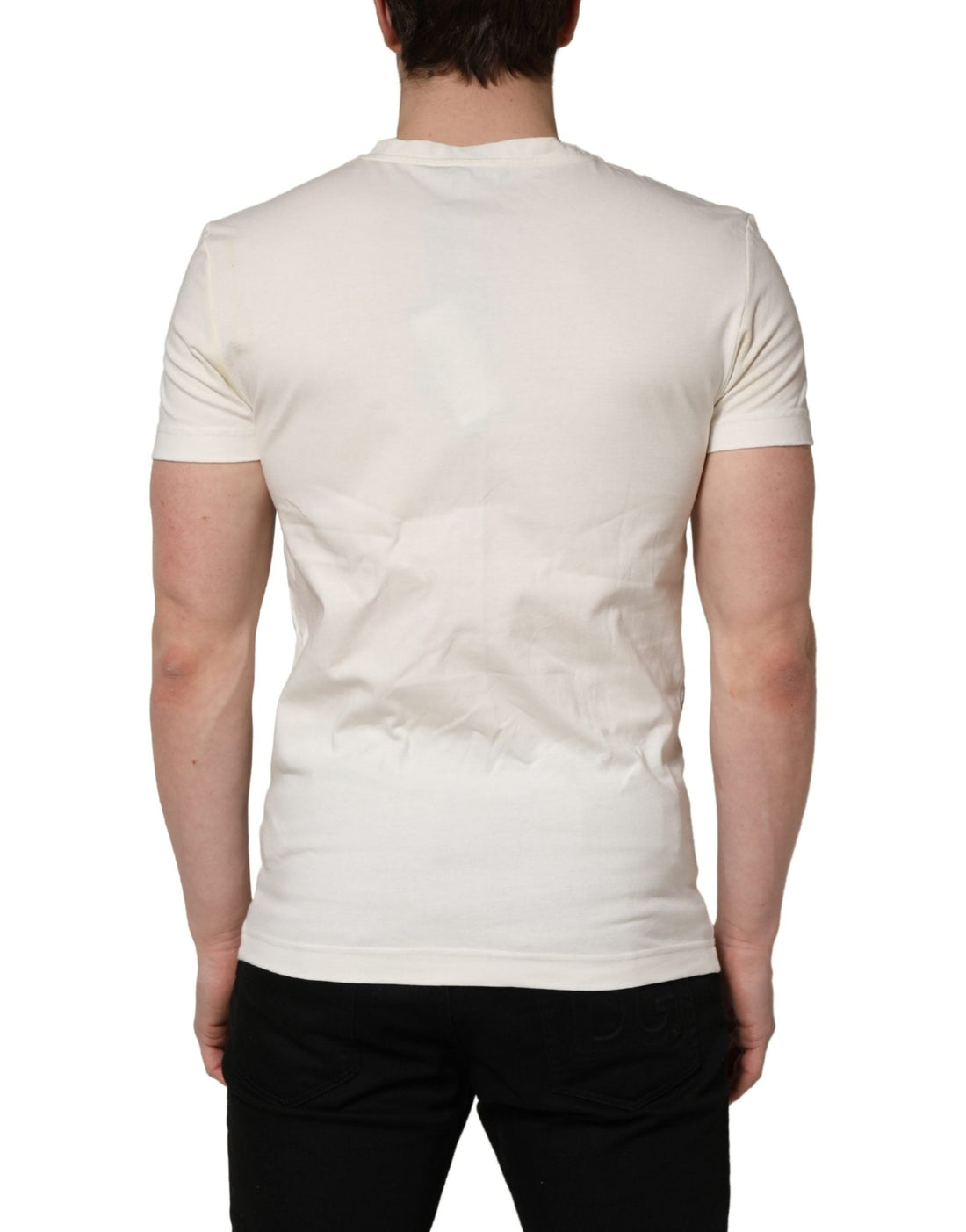 Dolce & Gabbana White Cotton Logo Bandana Print Men T-shirt - RIMODA