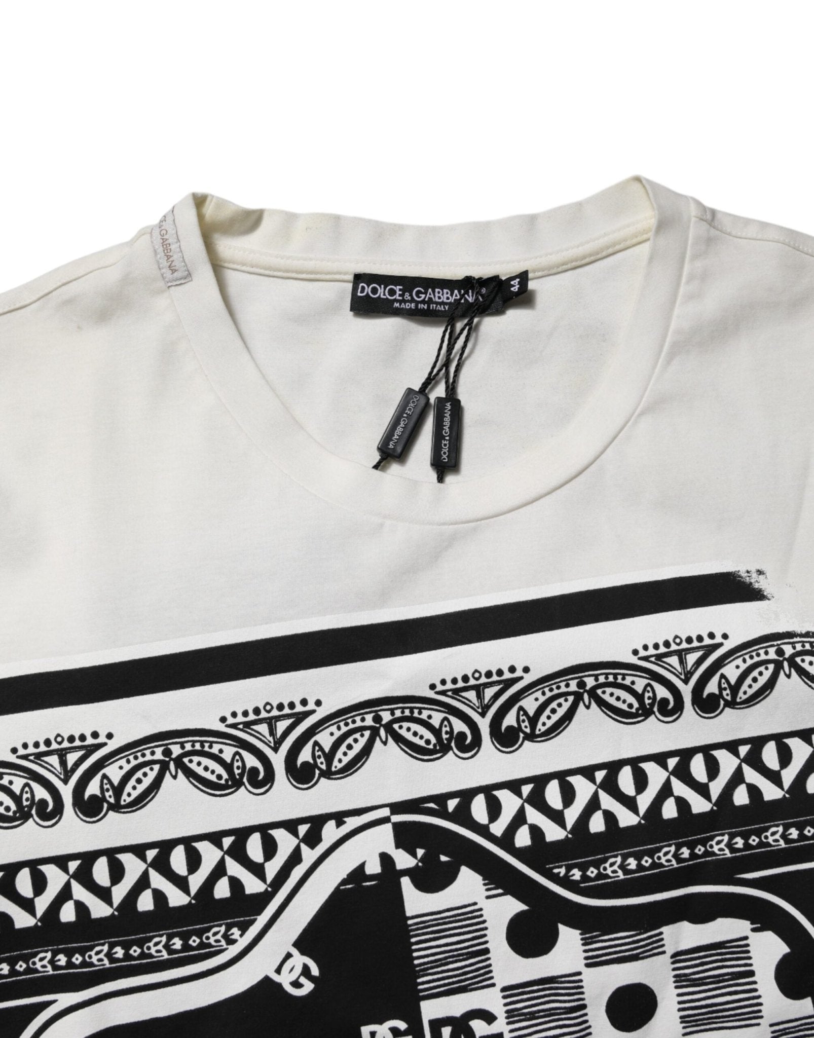 Dolce & Gabbana White Cotton Logo Bandana Print T-shirt - RIMODA