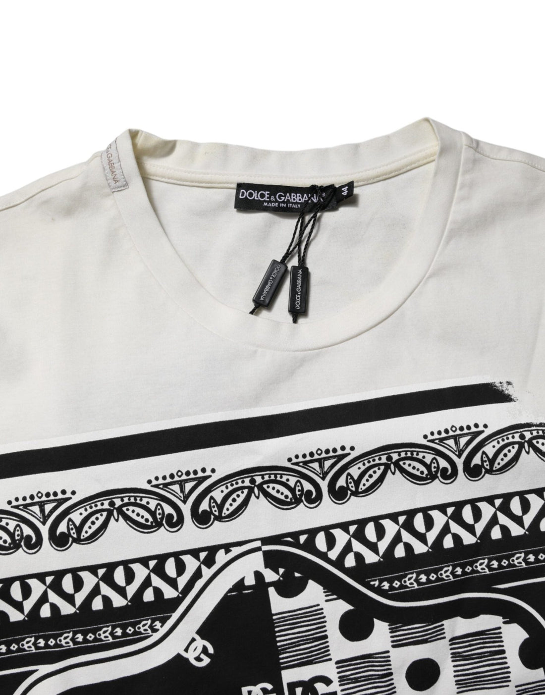Dolce & Gabbana White Cotton Logo Bandana Print T-shirt - RIMODA