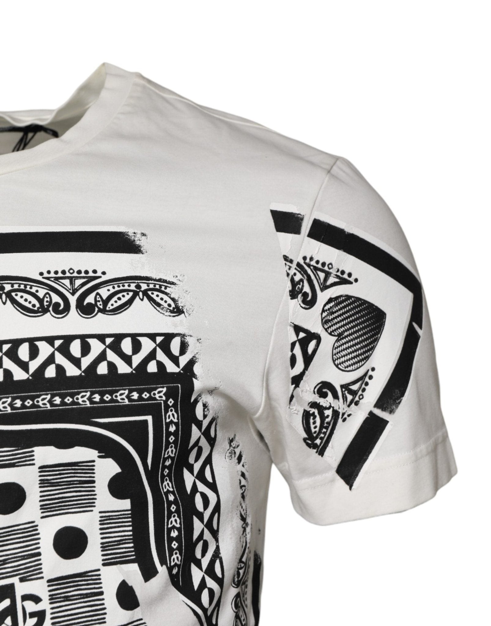 Dolce & Gabbana White Cotton Logo Bandana Print T-shirt - RIMODA