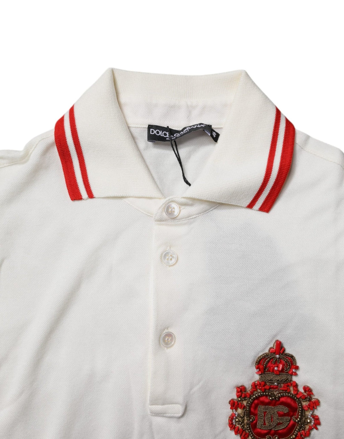 Dolce & Gabbana White Cotton Logo Collared Polo Men T-shirt - RIMODA