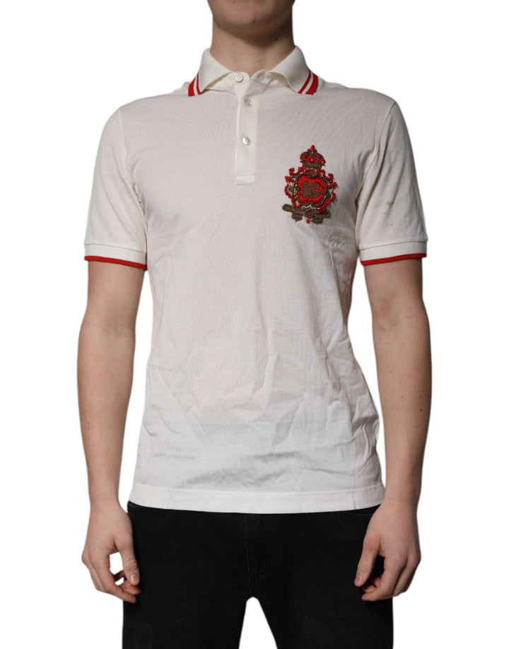 Dolce & Gabbana White Cotton Logo Collared Polo Men T-shirt - RIMODA