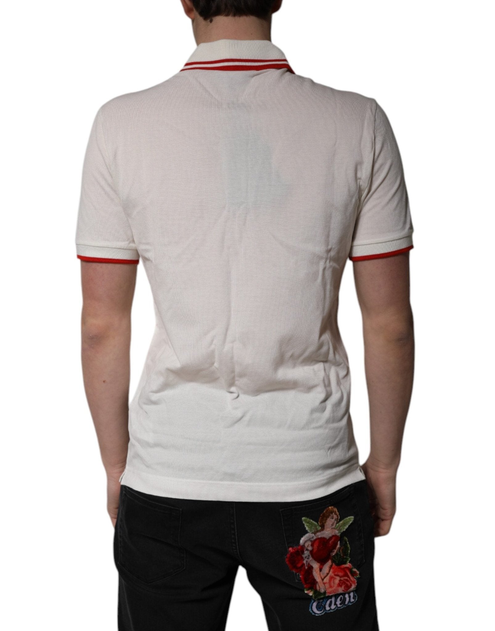 Dolce & Gabbana White Cotton Logo Collared Polo Men T-shirt - RIMODA