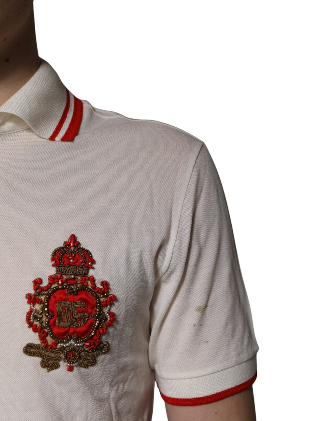 Dolce & Gabbana White Cotton Logo Collared Polo Men T-shirt - RIMODA