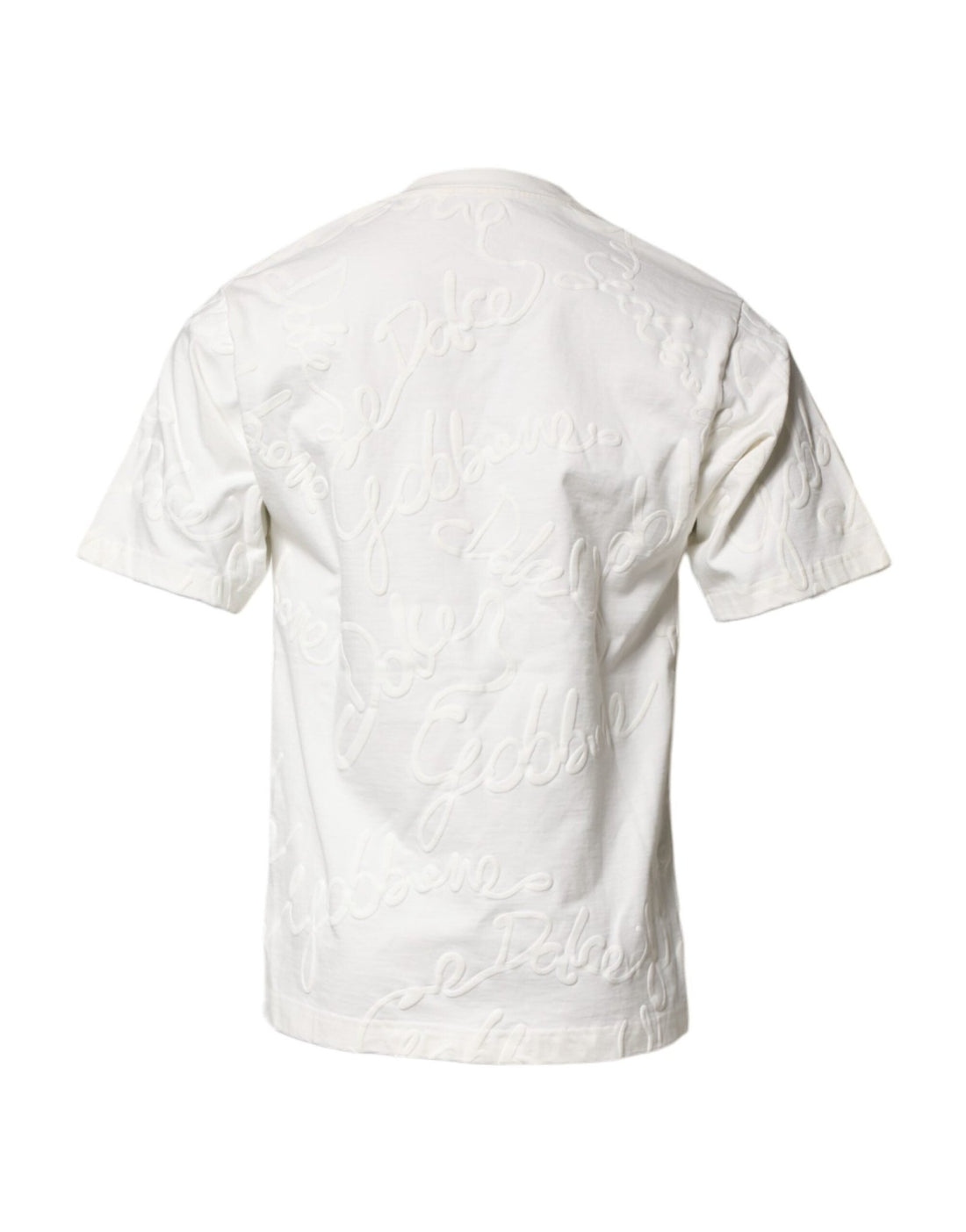 Dolce & Gabbana White Cotton Logo Embossed Crew Neck T-shirt - RIMODA