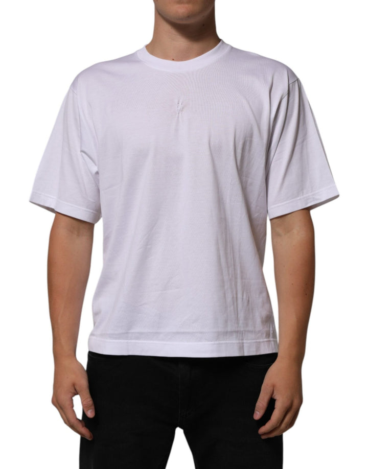 Dolce & Gabbana White Cotton Logo Patch Crew Neck Men T-shirt - RIMODA
