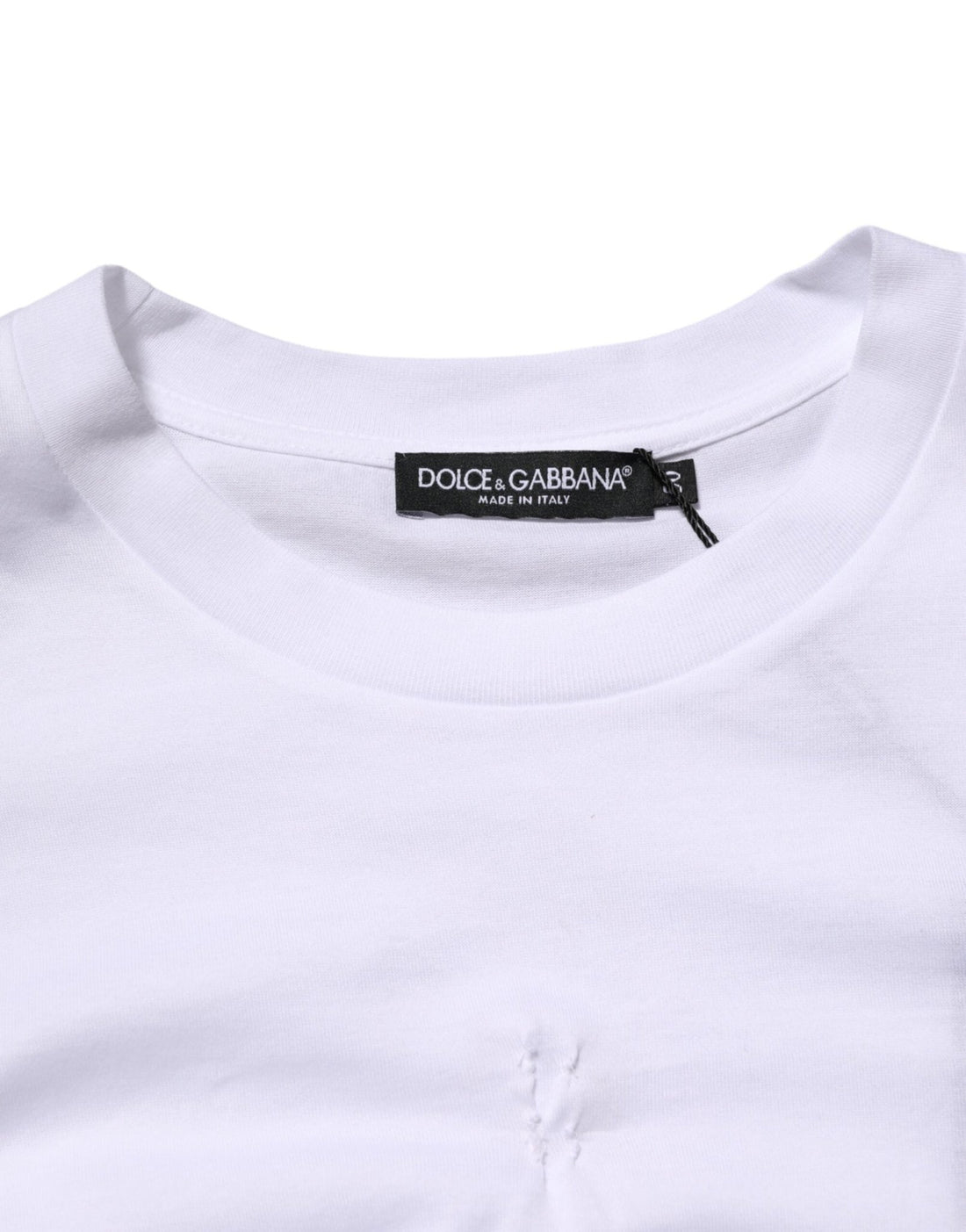 Dolce & Gabbana White Cotton Logo Patch Crew Neck Men T-shirt - RIMODA