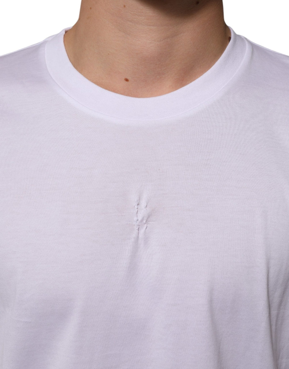 Dolce & Gabbana White Cotton Logo Patch Crew Neck Men T-shirt - RIMODA