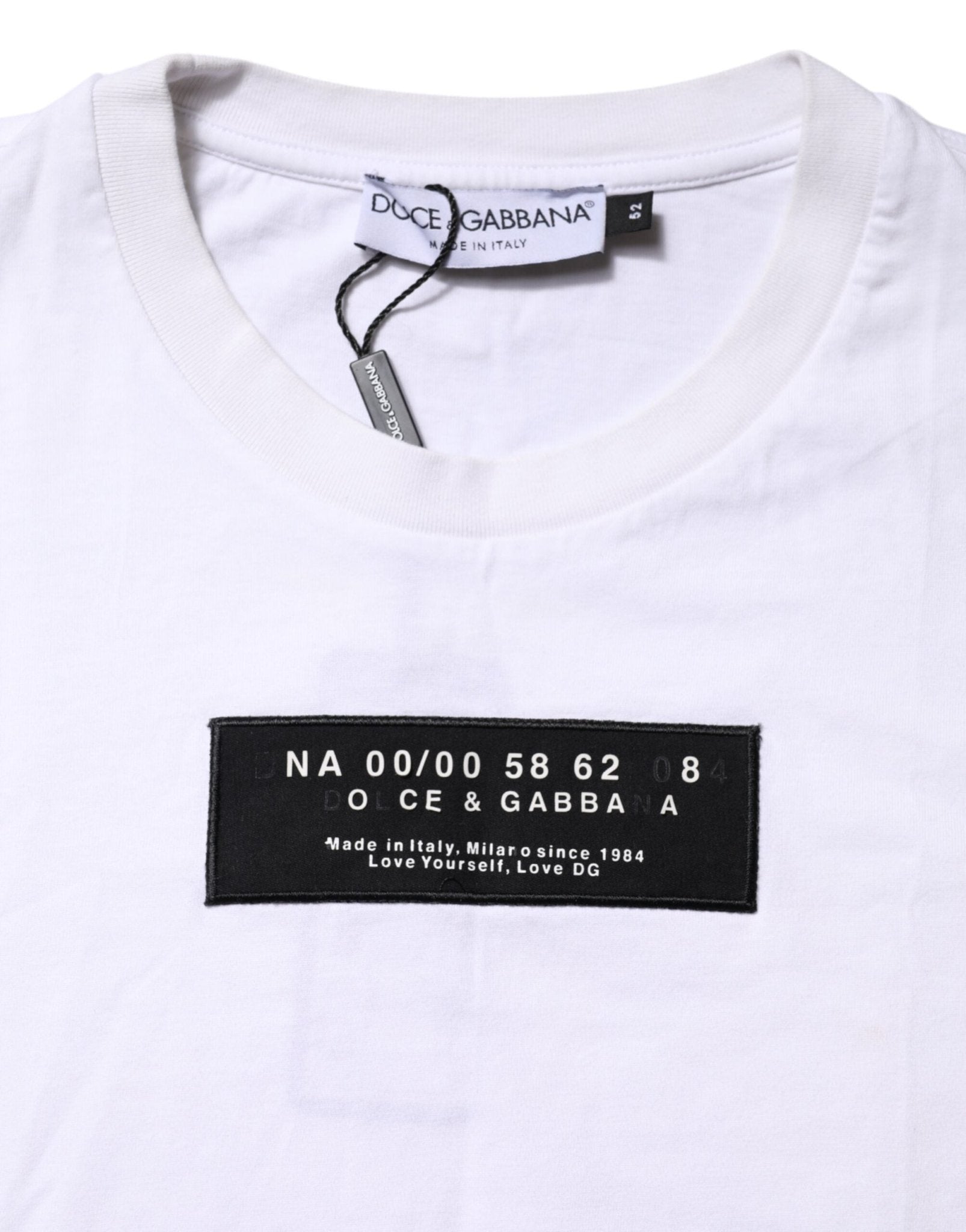 Dolce & Gabbana White Cotton Logo Patch Crew Neck T-shirt - RIMODA