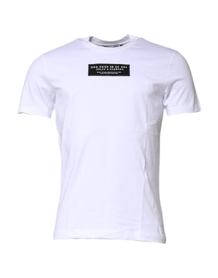 Dolce & Gabbana White Cotton Logo Patch Crew Neck T-shirt - RIMODA