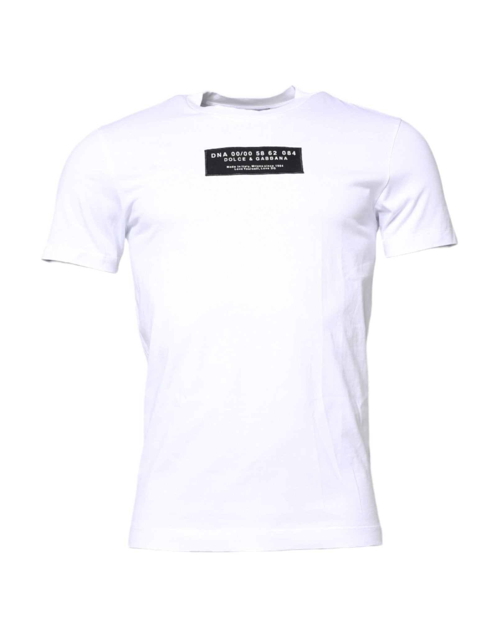 Dolce & Gabbana White Cotton Logo Patch Crew Neck T-shirt - RIMODA
