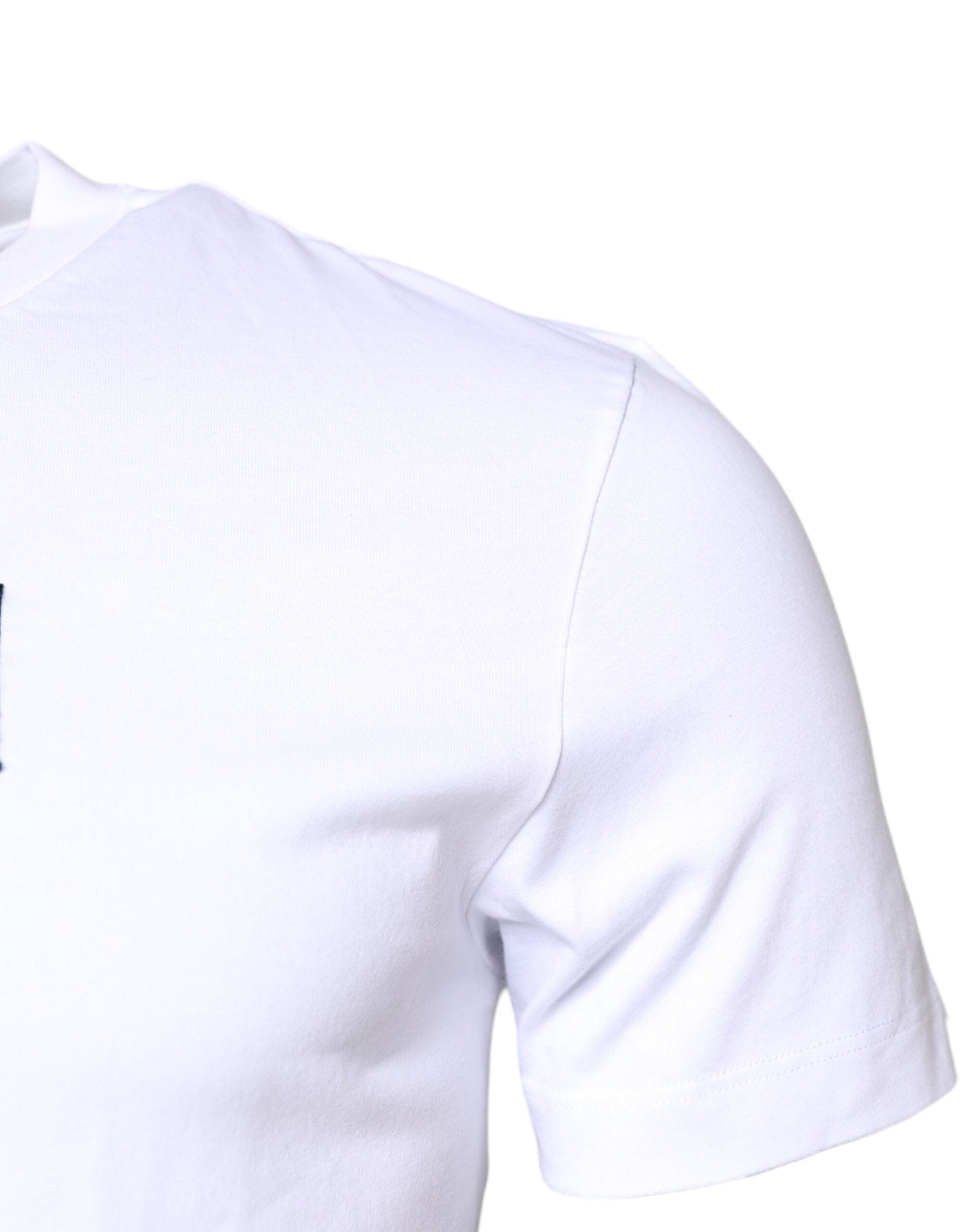 Dolce & Gabbana White Cotton Logo Patch Crew Neck T-shirt - RIMODA