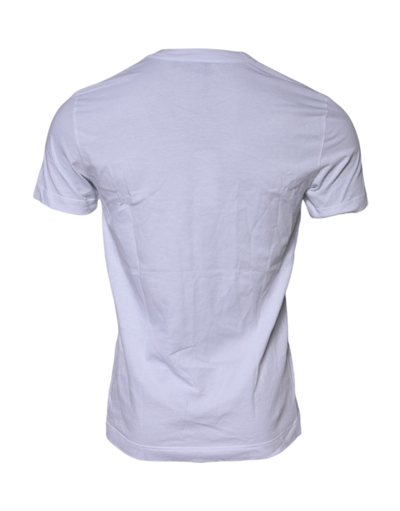 Dolce & Gabbana White Cotton Logo Patch Crew Neck T-shirt - RIMODA