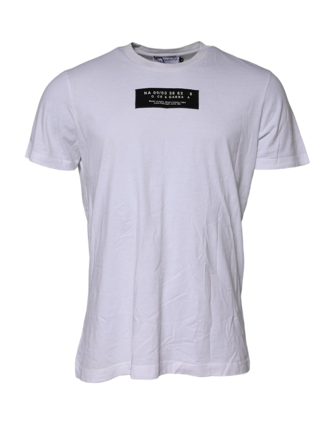 Dolce & Gabbana White Cotton Logo Patch Crew Neck T-shirt - RIMODA