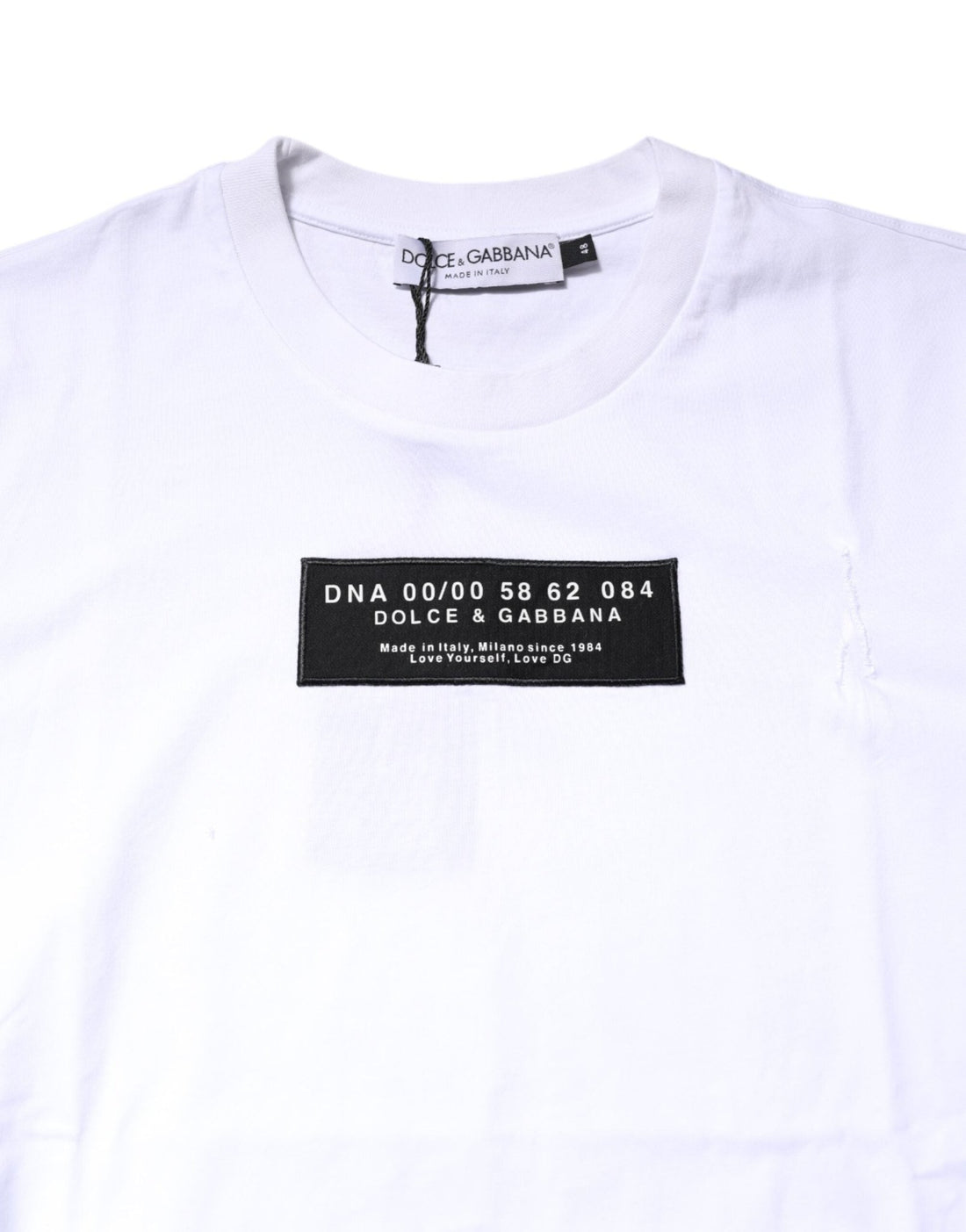 Dolce & Gabbana White Cotton Logo Patch Crew Neck T-shirt - RIMODA