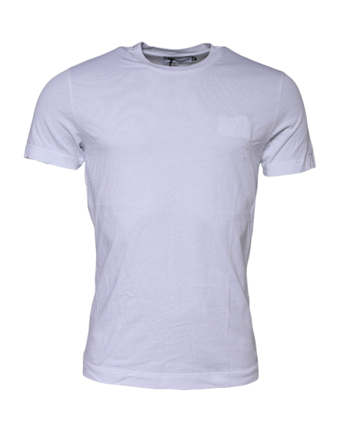 Dolce & Gabbana White Cotton Logo Patch Crew Neck T-shirt - RIMODA