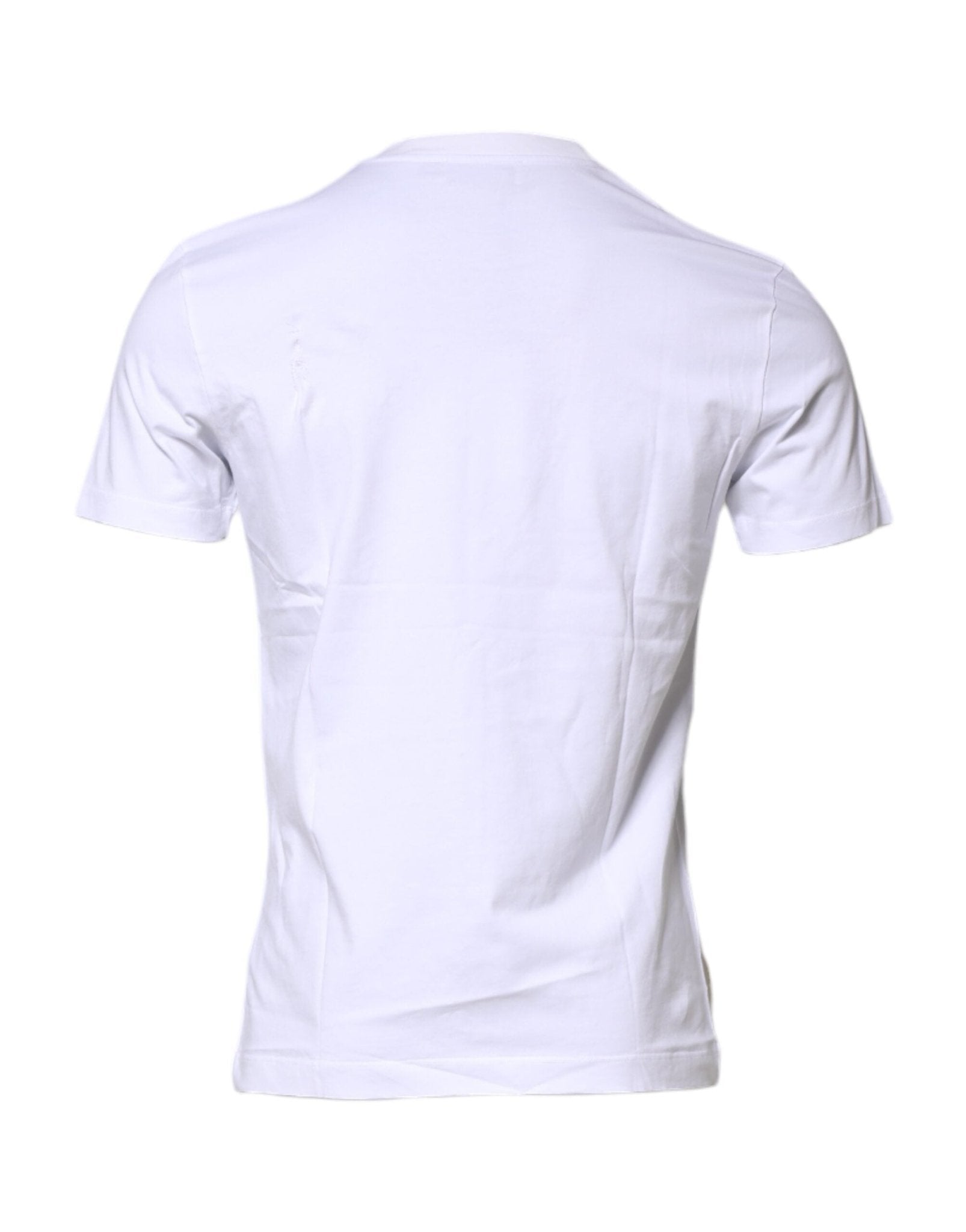 Dolce & Gabbana White Cotton Logo Patch Crew Neck T-shirt - RIMODA