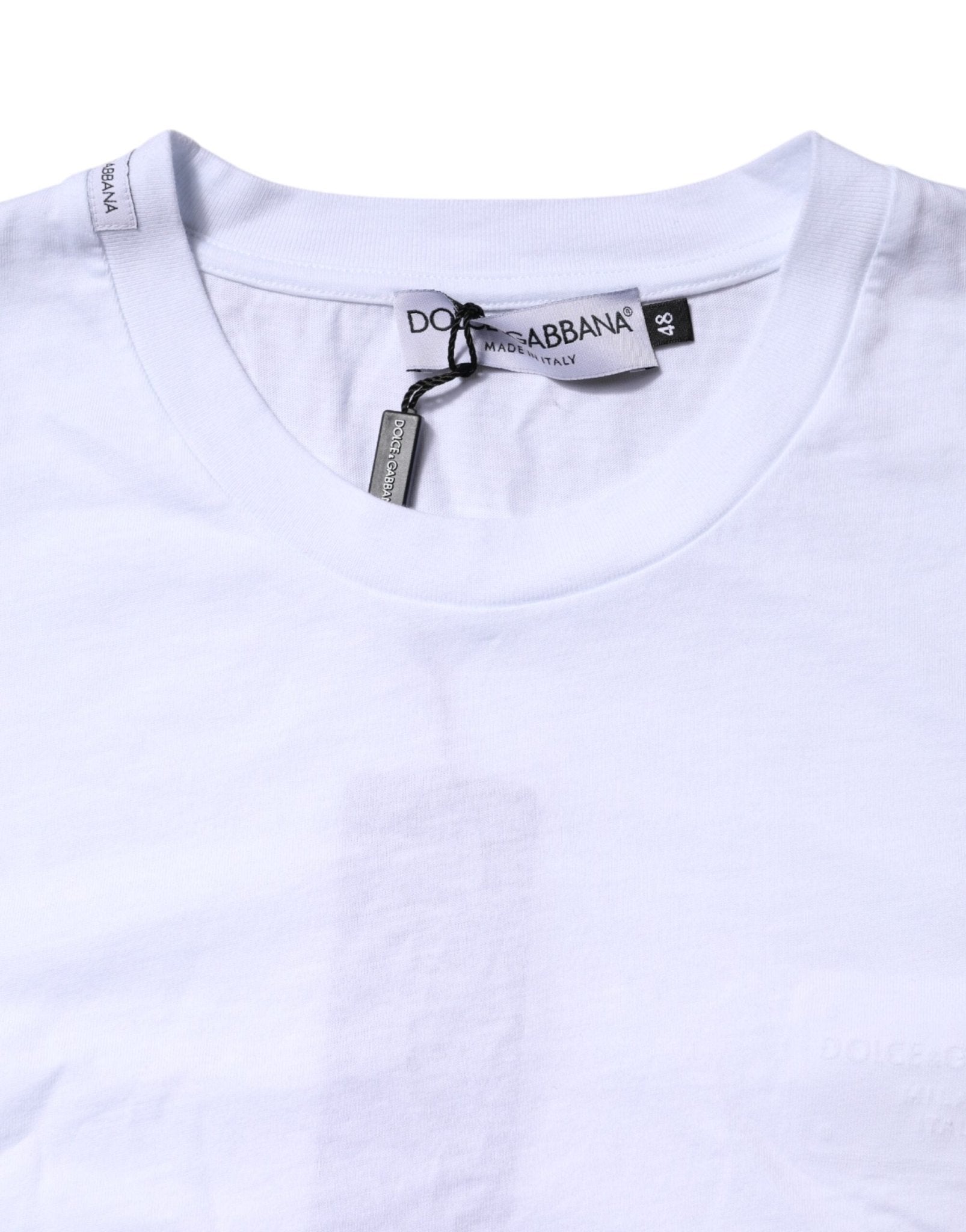 Dolce & Gabbana White Cotton Logo Patch Crew Neck T-shirt - RIMODA