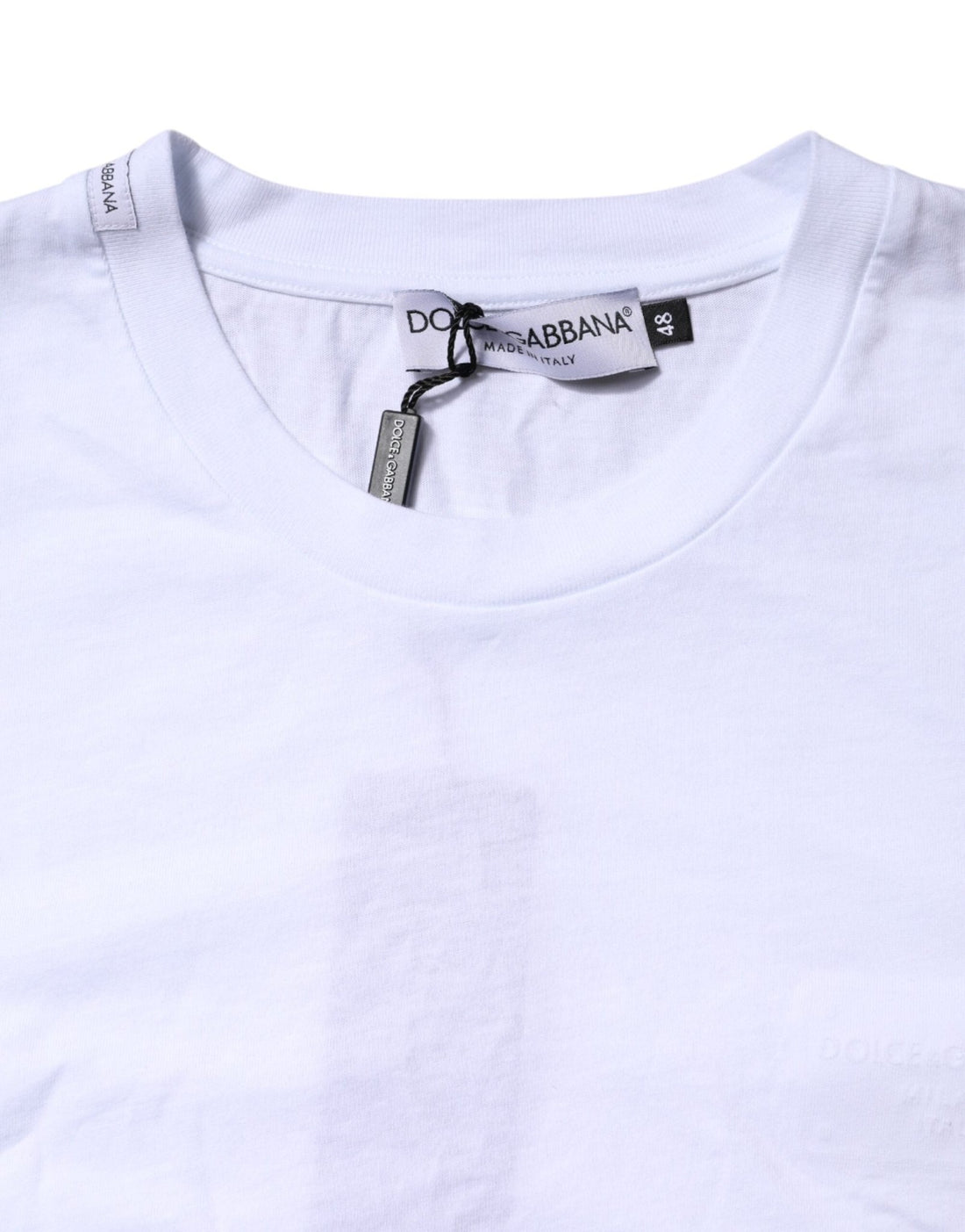 Dolce & Gabbana White Cotton Logo Patch Crew Neck T-shirt - RIMODA