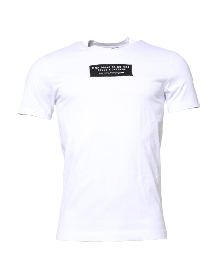 Dolce & Gabbana White Cotton Logo Patch Crew Neck T-shirt - RIMODA