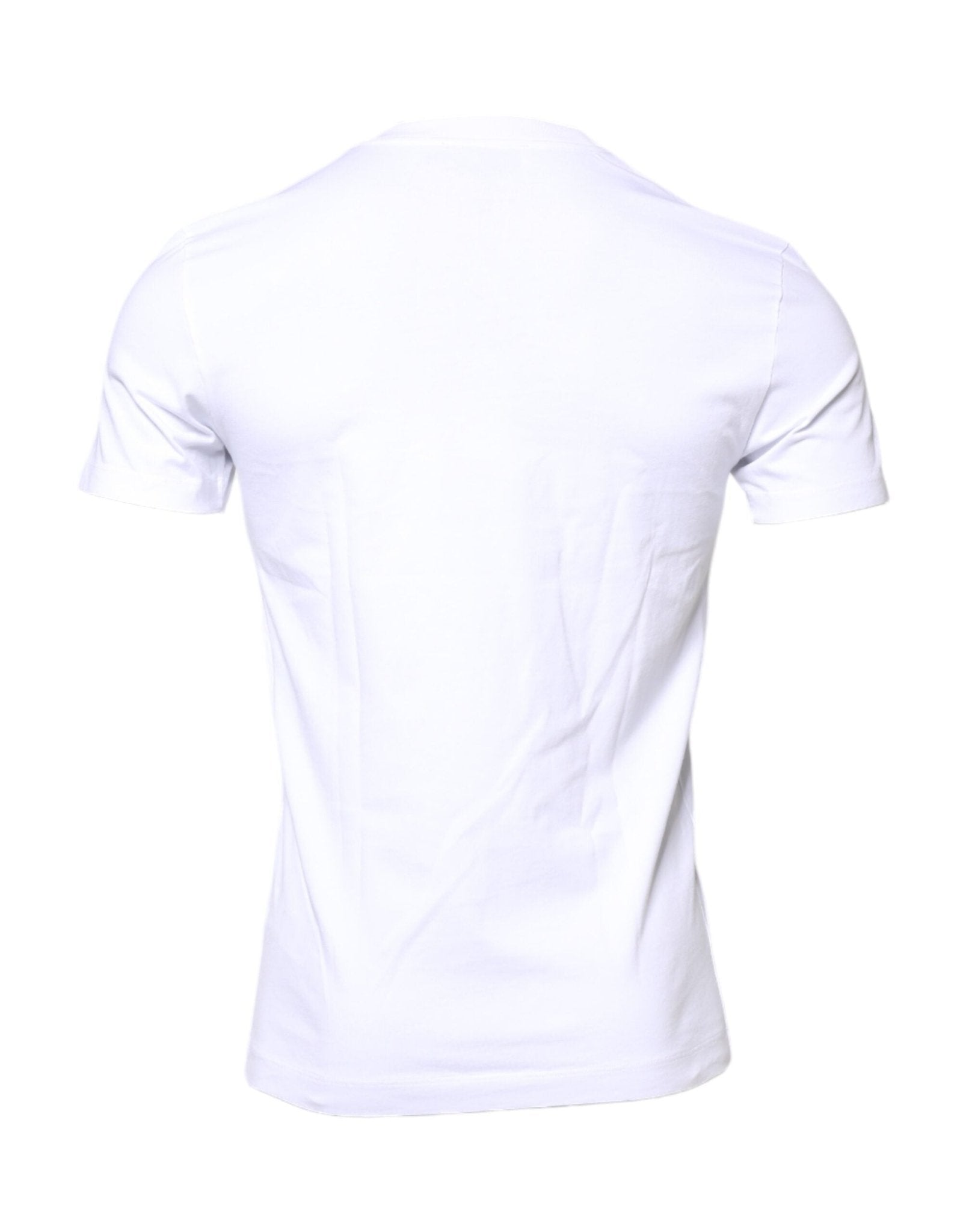 Dolce & Gabbana White Cotton Logo Patch Crew Neck T-shirt - RIMODA