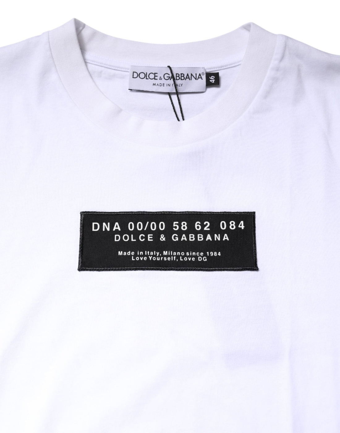 Dolce & Gabbana White Cotton Logo Patch Crew Neck T-shirt - RIMODA