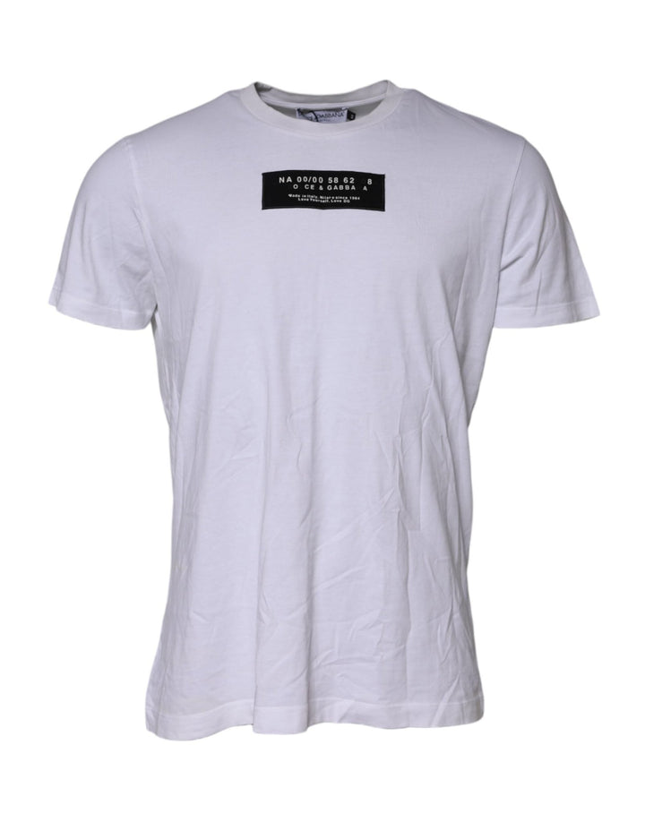 Dolce & Gabbana White Cotton Logo Patch Crew Neck T-shirt - RIMODA
