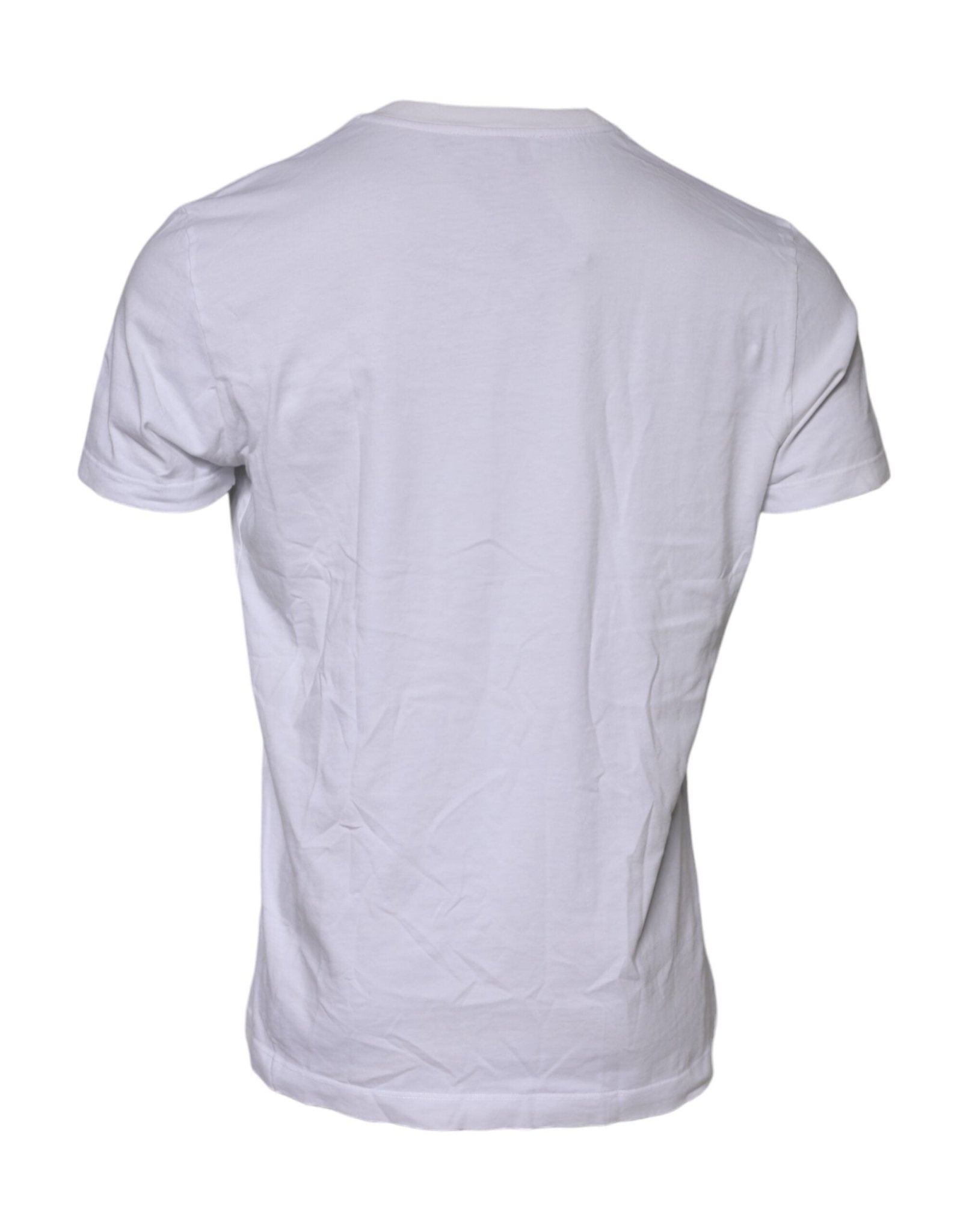 Dolce & Gabbana White Cotton Logo Patch Crew Neck T-shirt - RIMODA
