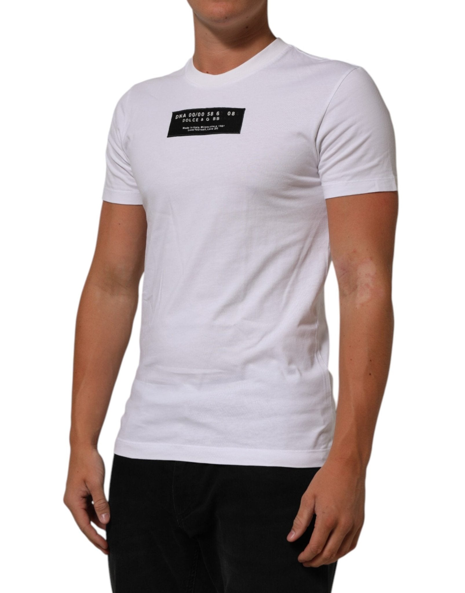 Dolce & Gabbana White Cotton Logo Print Crew Neck Men T-shirt - RIMODA