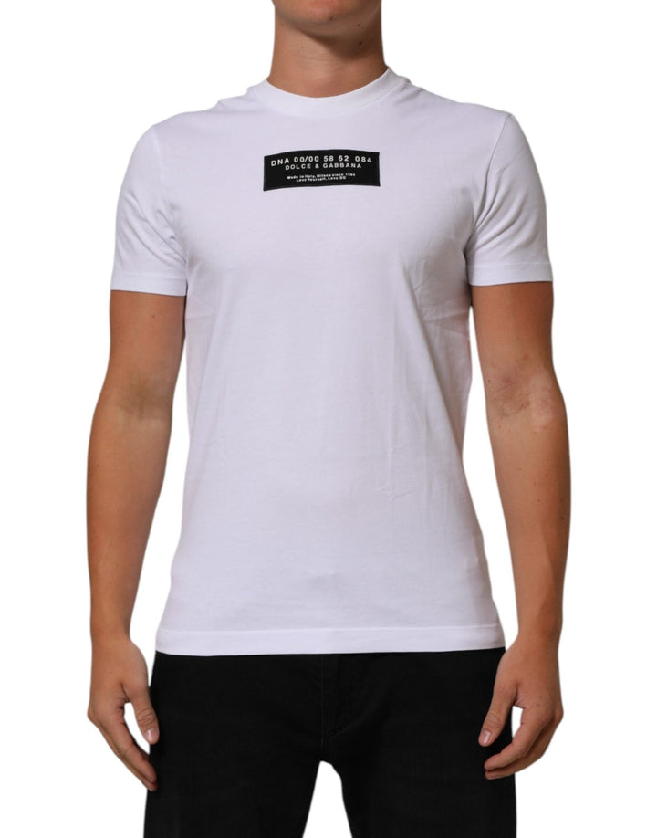 Dolce & Gabbana White Cotton Logo Print Crew Neck Men T-shirt - RIMODA