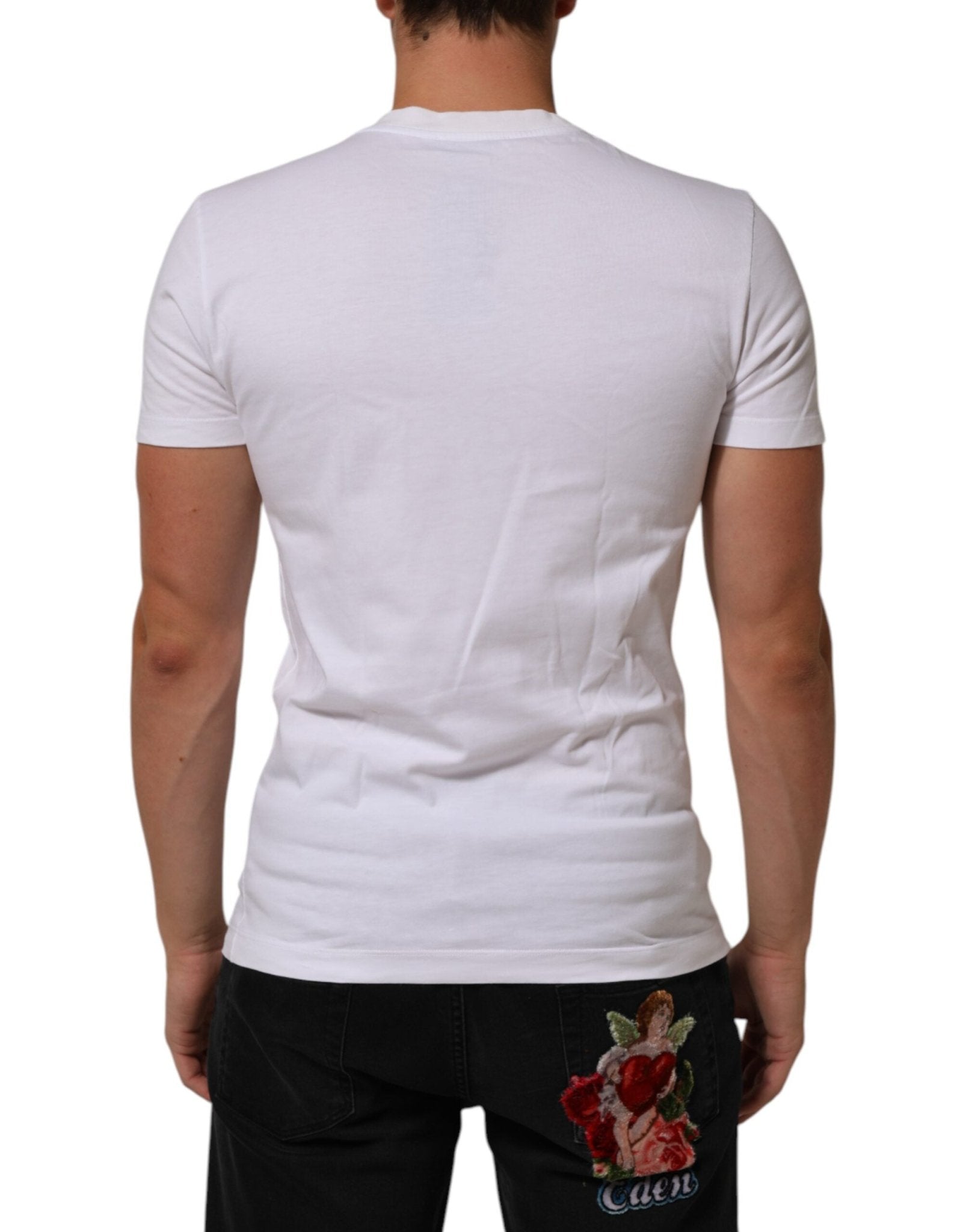 Dolce & Gabbana White Cotton Logo Print Crew Neck Men T-shirt - RIMODA