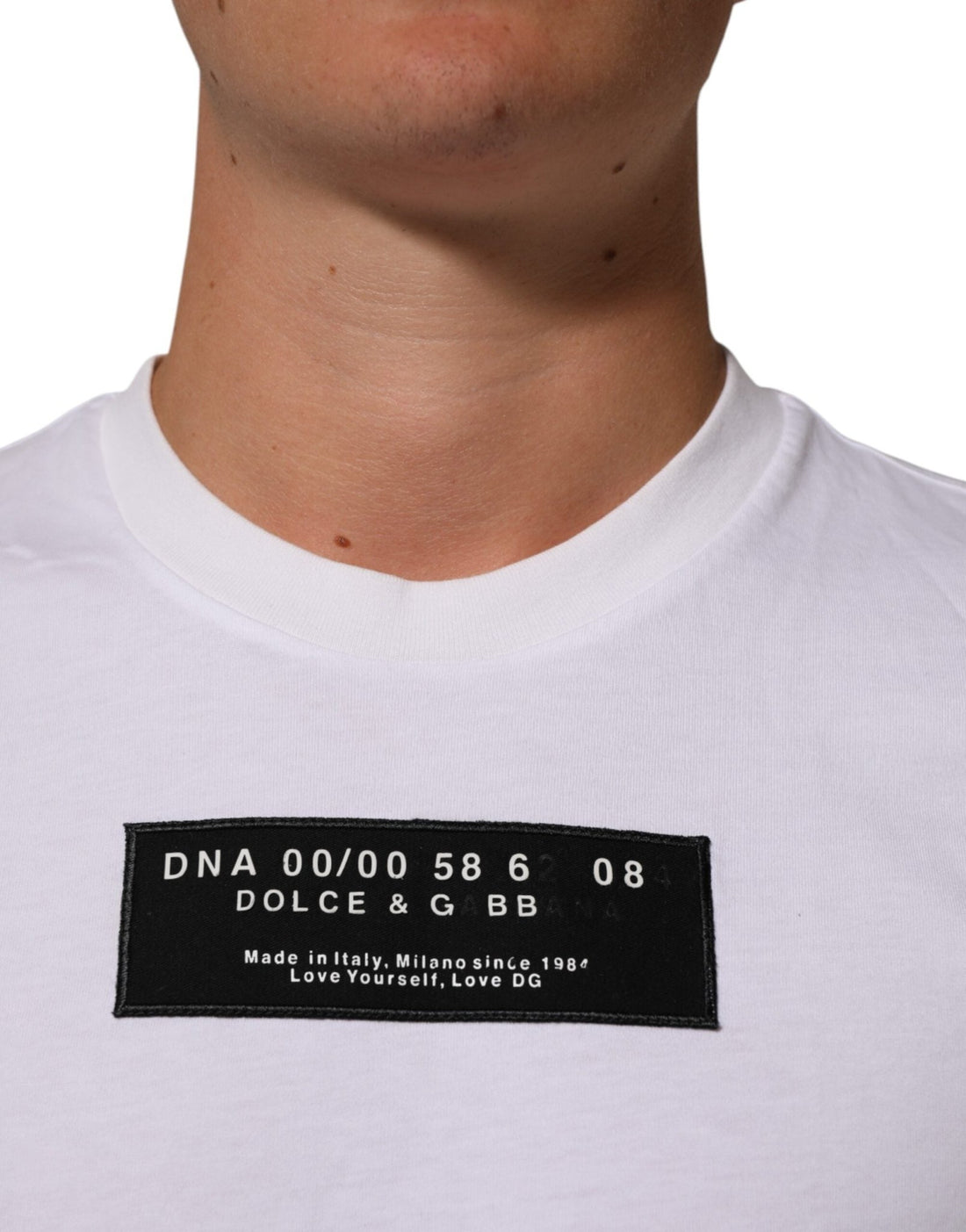 Dolce & Gabbana White Cotton Logo Print Crew Neck Men T-shirt - RIMODA