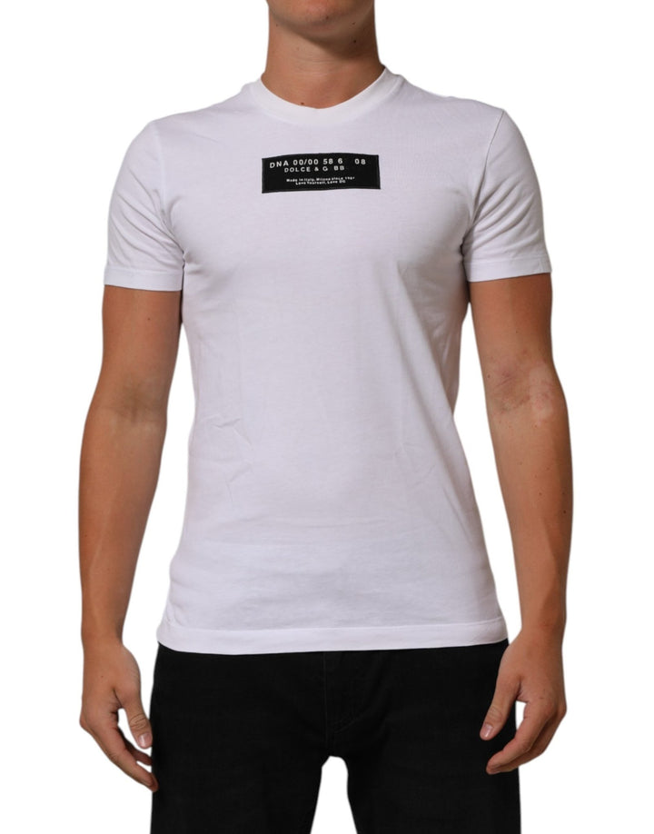 Dolce & Gabbana White Cotton Logo Print Crew Neck Men T-shirt - RIMODA