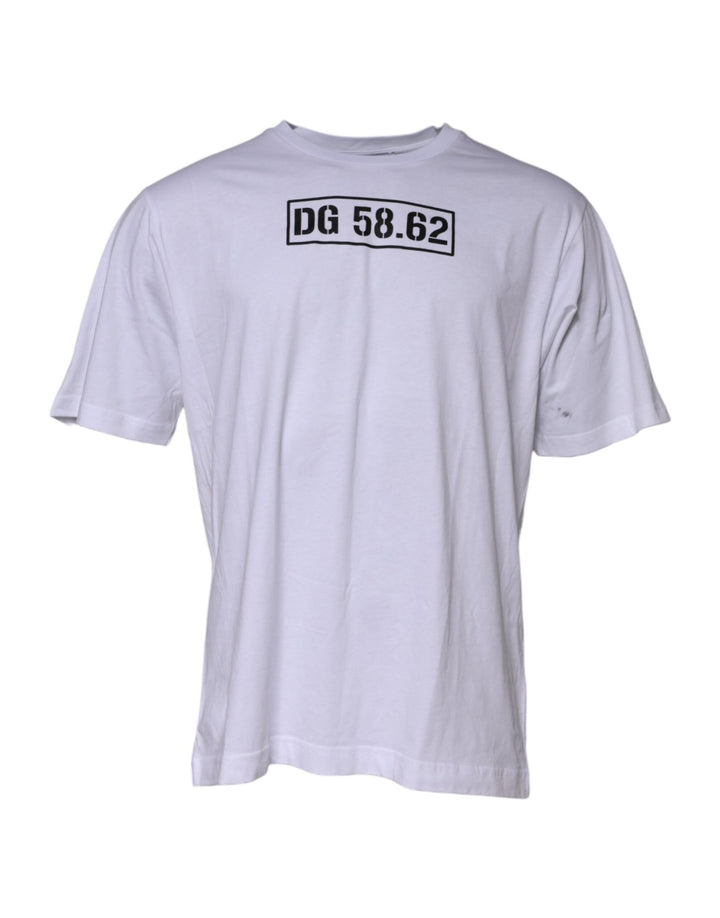 Dolce & Gabbana White Cotton Logo Print Crew Neck T-shirt - RIMODA
