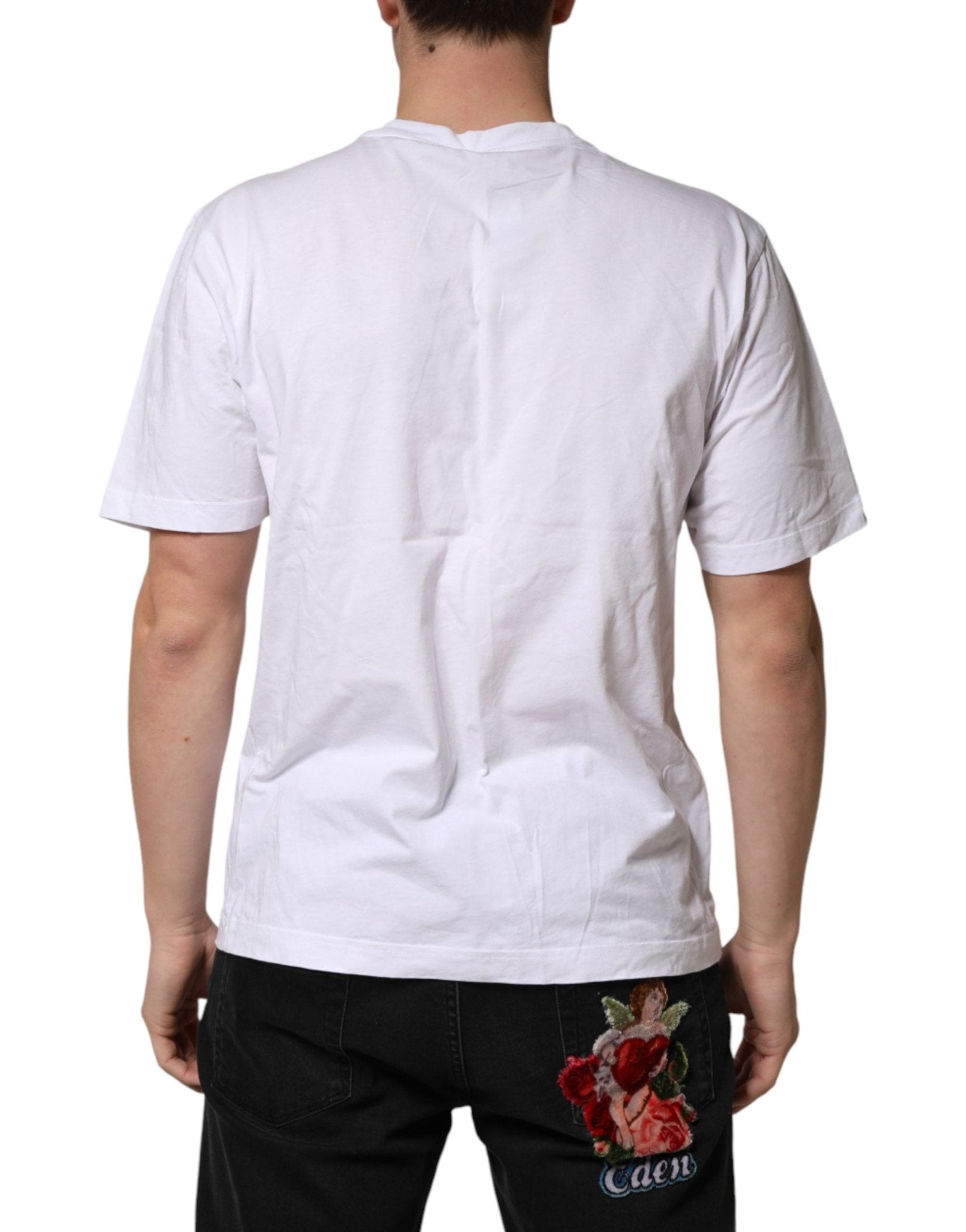 Dolce & Gabbana White Cotton Logo Print Crew Neck T-shirt - RIMODA