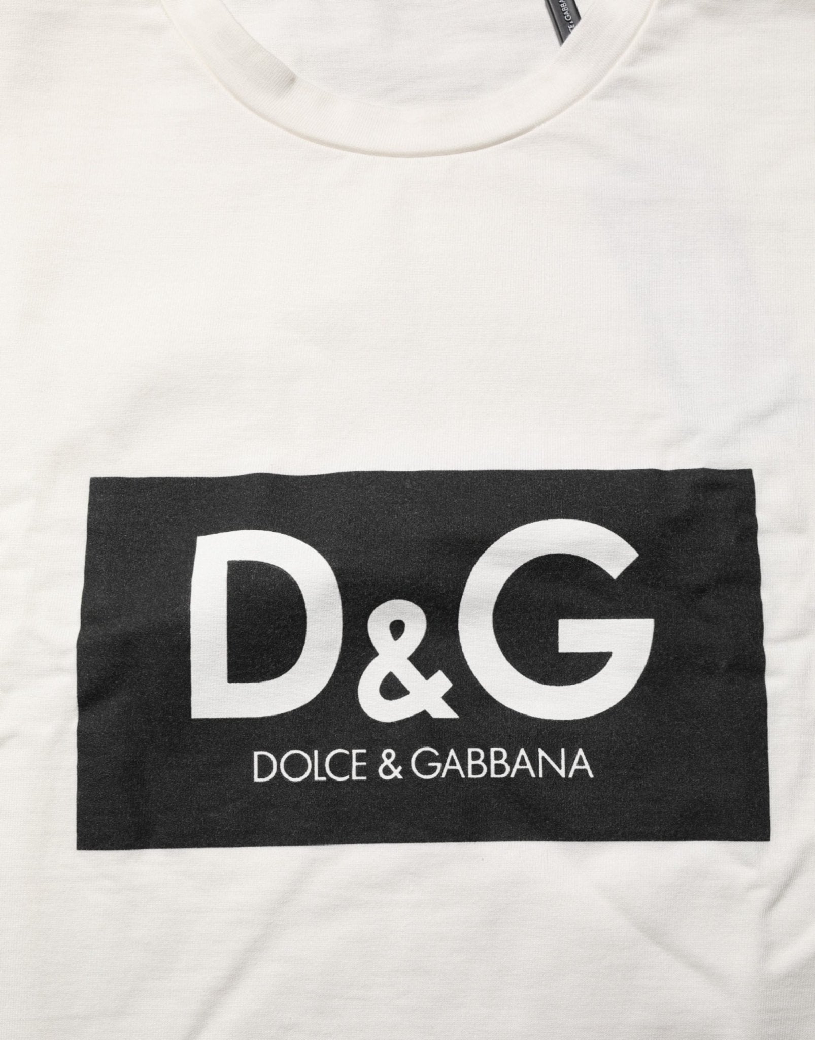 Dolce & Gabbana White Cotton Logo Print Men Crewneck T-shirt - RIMODA