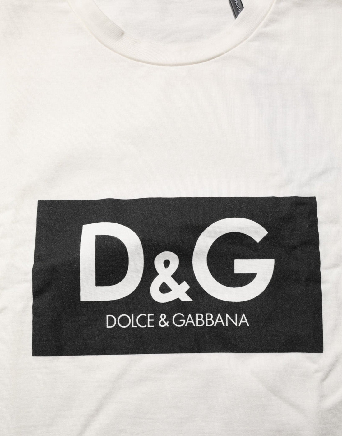 Dolce & Gabbana White Cotton Logo Print Men Crewneck T-shirt - RIMODA