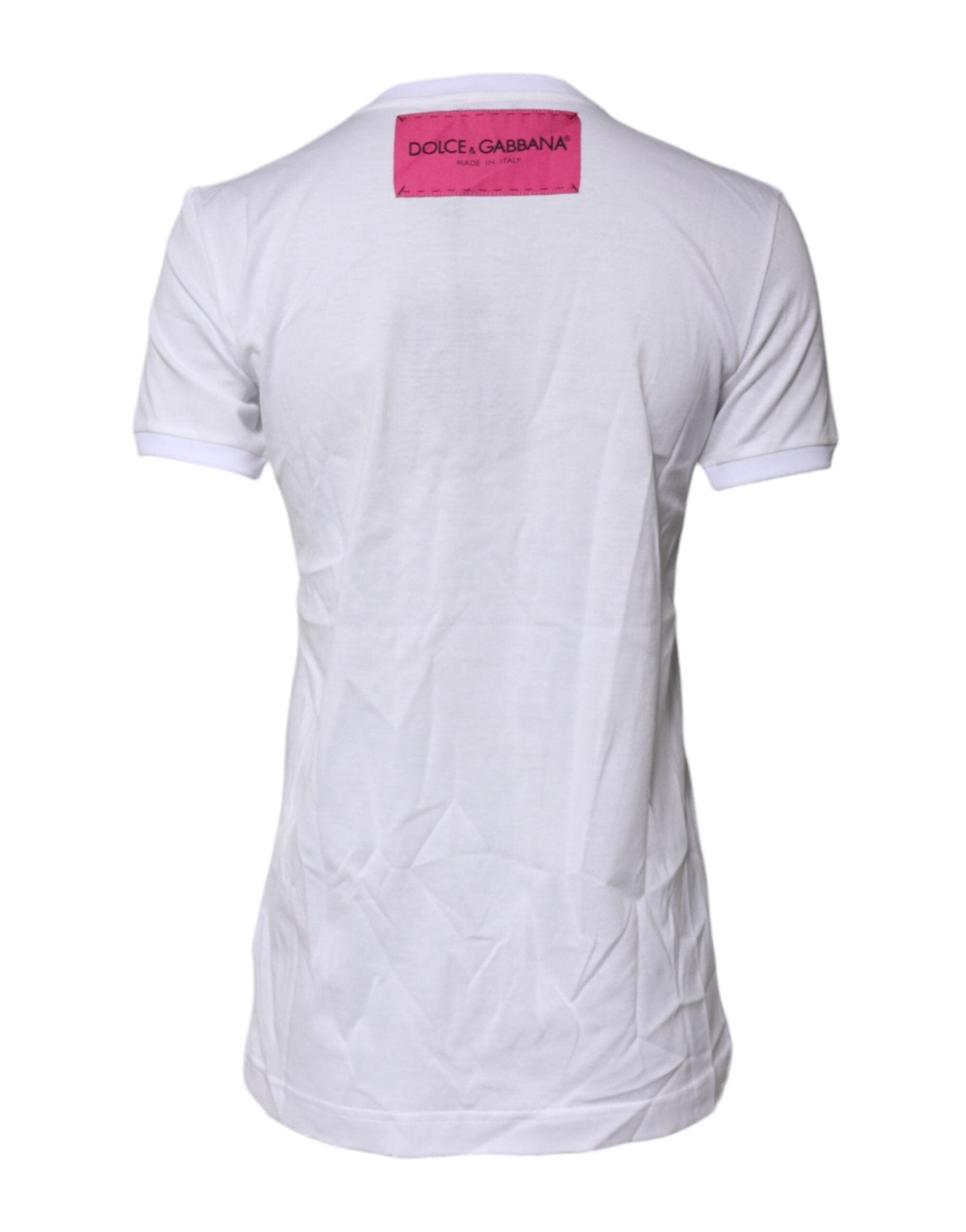 Dolce & Gabbana White Cotton Logo Print Round Neck T-shirt - RIMODA