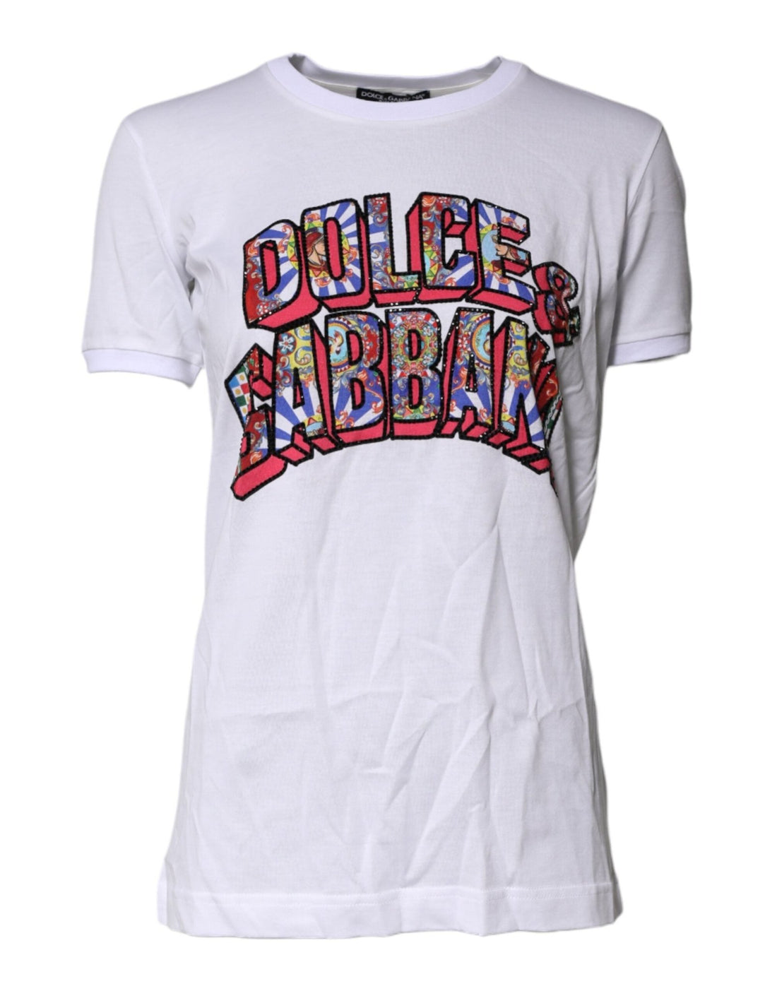 Dolce & Gabbana White Cotton Logo Print Round Neck T-shirt - RIMODA